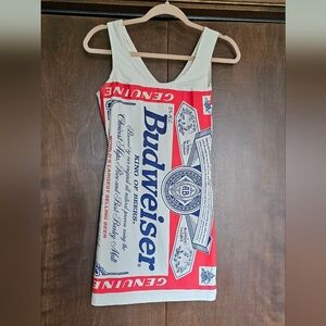 Vintage Budweiser Girl Mini Dress Sz M Stretch/ Zip Up/ Nylon/ Polyurethane